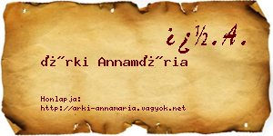 Árki Annamária névjegykártya