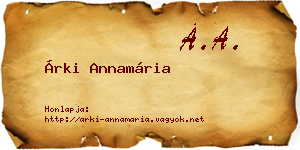 Árki Annamária névjegykártya